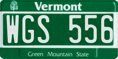 VT license plate WGS556