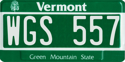 VT license plate WGS557