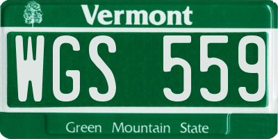 VT license plate WGS559