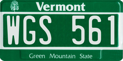 VT license plate WGS561