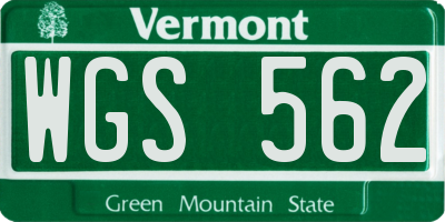 VT license plate WGS562
