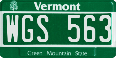 VT license plate WGS563