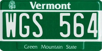 VT license plate WGS564