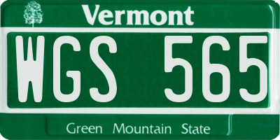 VT license plate WGS565