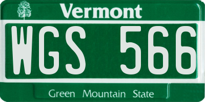 VT license plate WGS566