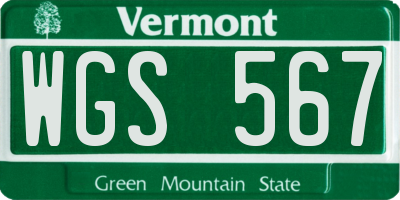 VT license plate WGS567