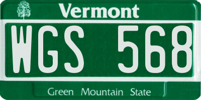 VT license plate WGS568
