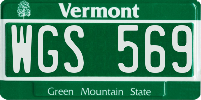 VT license plate WGS569