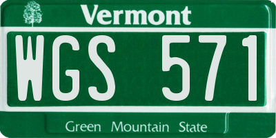 VT license plate WGS571