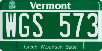 VT license plate WGS573