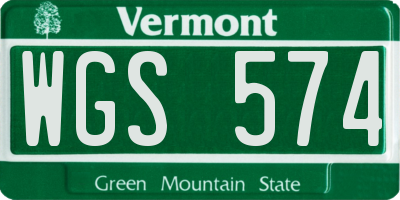 VT license plate WGS574