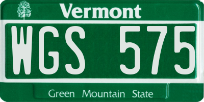 VT license plate WGS575