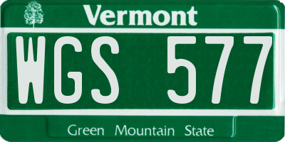 VT license plate WGS577