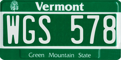 VT license plate WGS578