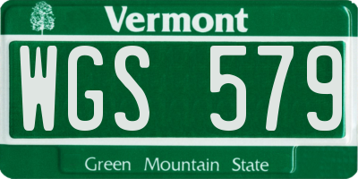 VT license plate WGS579