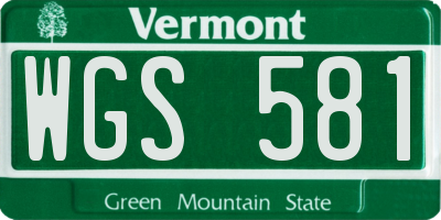 VT license plate WGS581