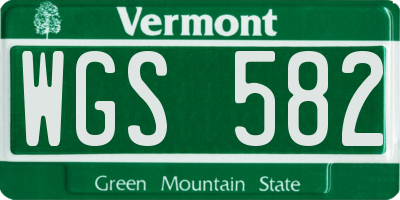 VT license plate WGS582