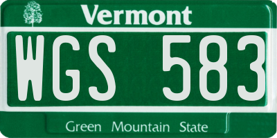 VT license plate WGS583