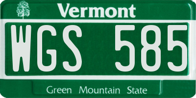 VT license plate WGS585