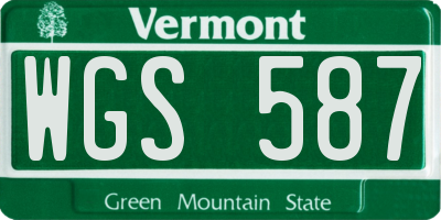 VT license plate WGS587