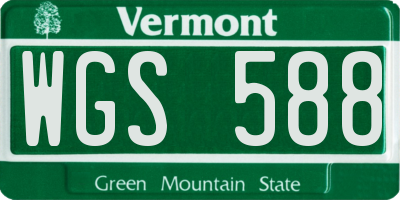 VT license plate WGS588