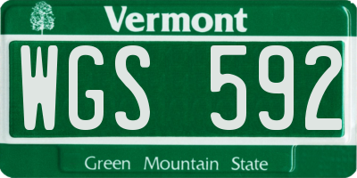 VT license plate WGS592