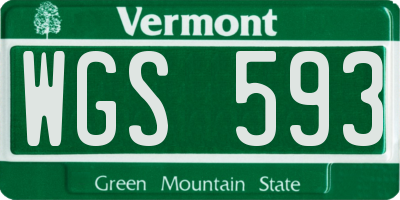 VT license plate WGS593