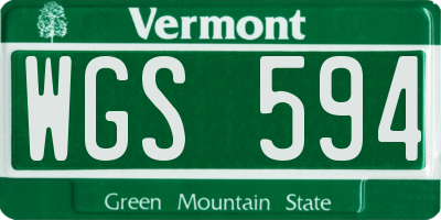 VT license plate WGS594