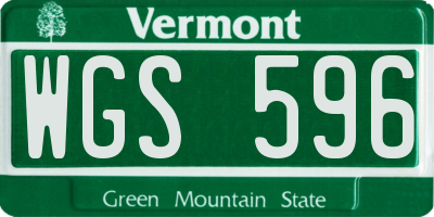 VT license plate WGS596