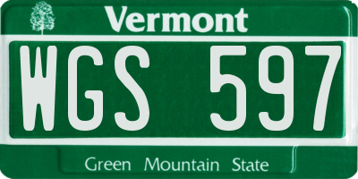 VT license plate WGS597