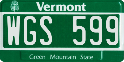 VT license plate WGS599