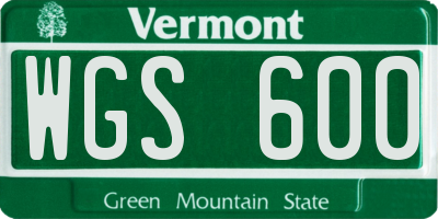 VT license plate WGS600