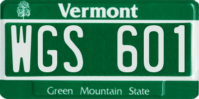 VT license plate WGS601