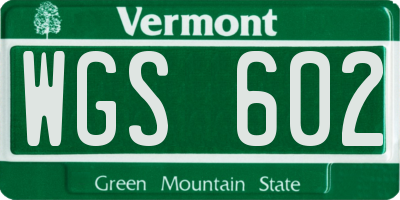 VT license plate WGS602