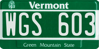 VT license plate WGS603