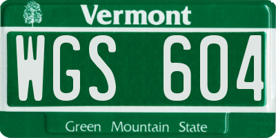 VT license plate WGS604