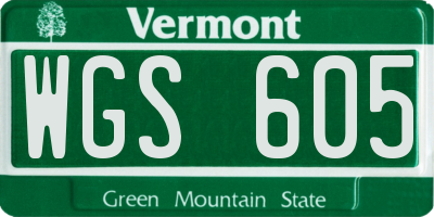 VT license plate WGS605