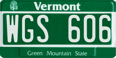 VT license plate WGS606