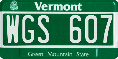 VT license plate WGS607