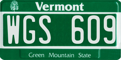 VT license plate WGS609