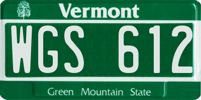 VT license plate WGS612