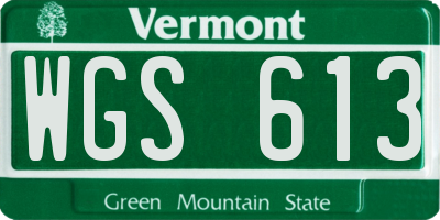VT license plate WGS613