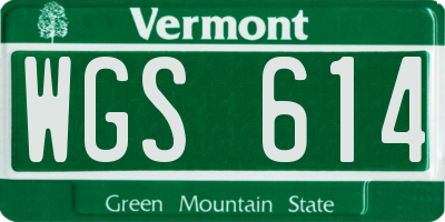 VT license plate WGS614