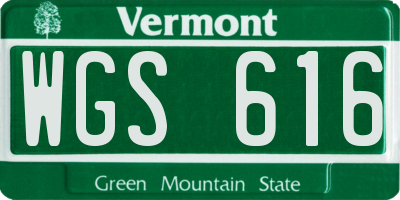 VT license plate WGS616