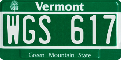 VT license plate WGS617