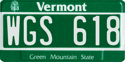 VT license plate WGS618