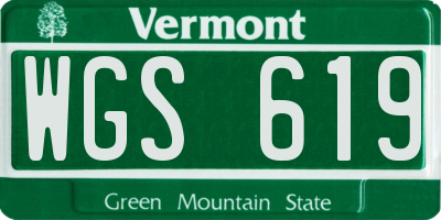 VT license plate WGS619