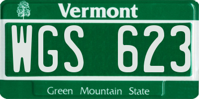 VT license plate WGS623