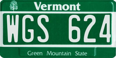 VT license plate WGS624