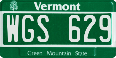 VT license plate WGS629